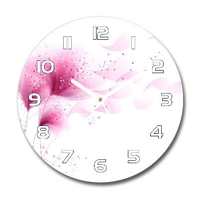 Wanduhr glas rund Rosa Blume
