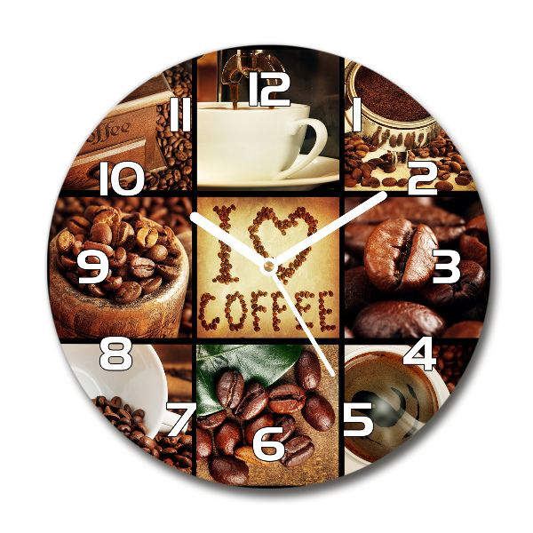 Wanduhr glas rund Kaffeecollage