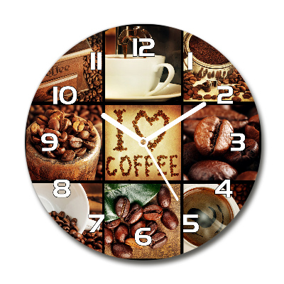 Wanduhr glas rund Kaffeecollage