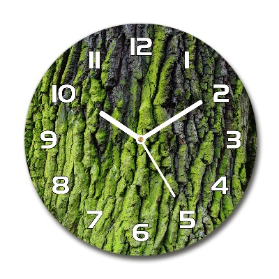 Wanduhr glas rund Baumrinde