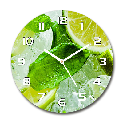 Wanduhr glas rund Limette mit Eis