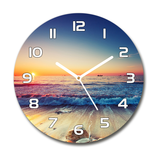 Wanduhr glas rund Sonnenaufgang am Meer