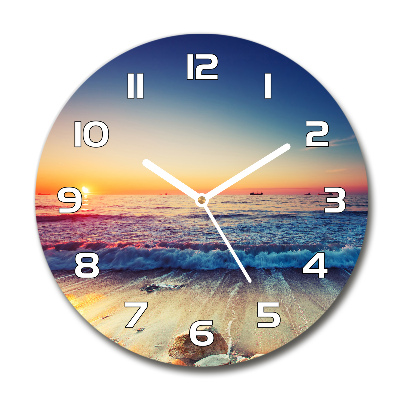 Wanduhr glas rund Sonnenaufgang am Meer