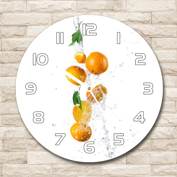 Wanduhr rund Orangen und Wasser