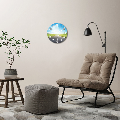 Wanduhr glas rund Der Weg durch die Wiese