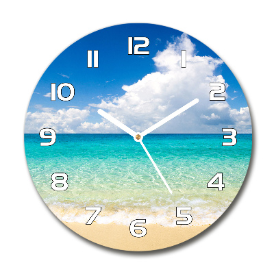 Wanduhr glas rund Paradiesstrand