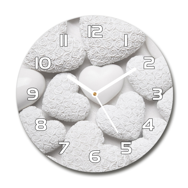 Wanduhr rund Weißer Herz-Hintergrund