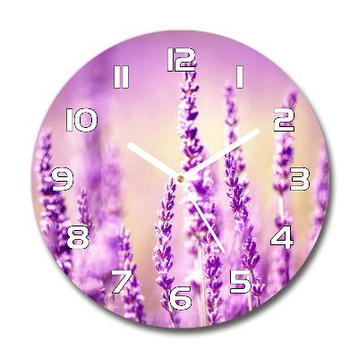 Wanduhr glas rund Lavendel