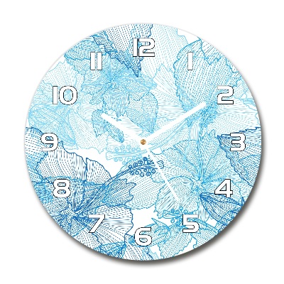 Wanduhr glas rund Hawaiianische Blumen