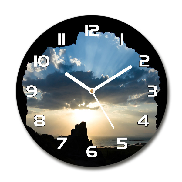 Wanduhr glas rund Sonnenuntergang