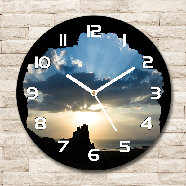Wanduhr glas rund Sonnenuntergang