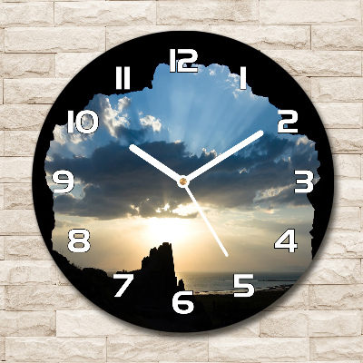 Wanduhr glas rund Sonnenuntergang