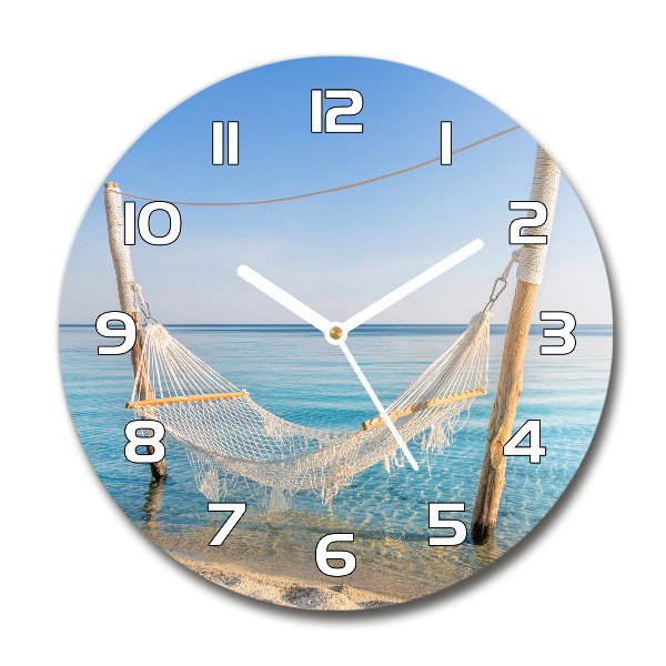 Wanduhr glas rund Hängematte am Meer