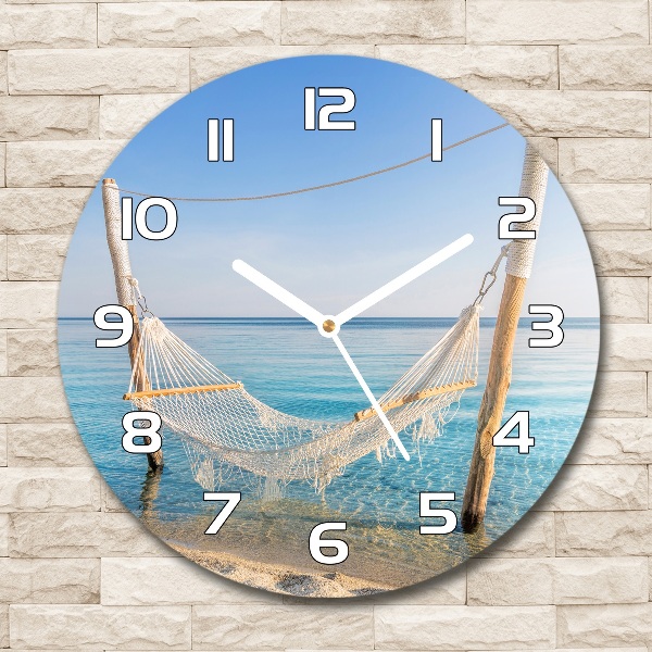 Wanduhr glas rund Hängematte am Meer