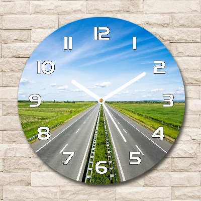 Wanduhr glas rund Autobahn
