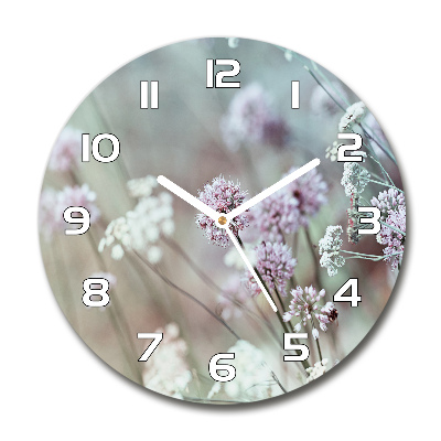 Wanduhr glas rund Wildblumen