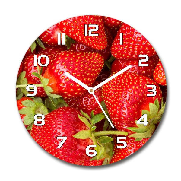 Wanduhr rund Erdbeeren