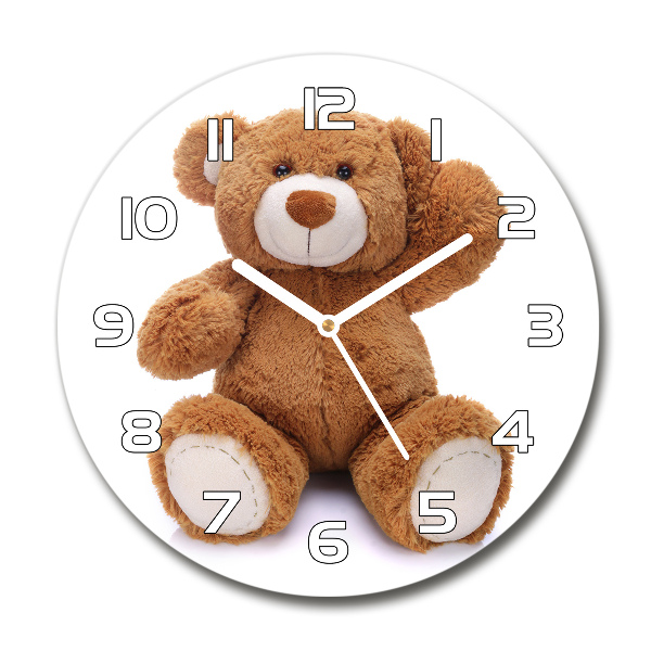 Wanduhr glas rund Teddybär