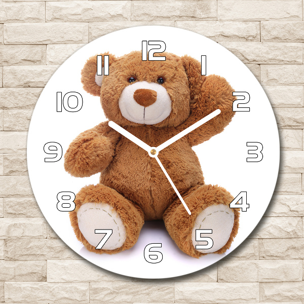 Wanduhr glas rund Teddybär