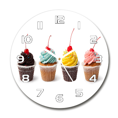 Wanduhr glas rund Cupcakes