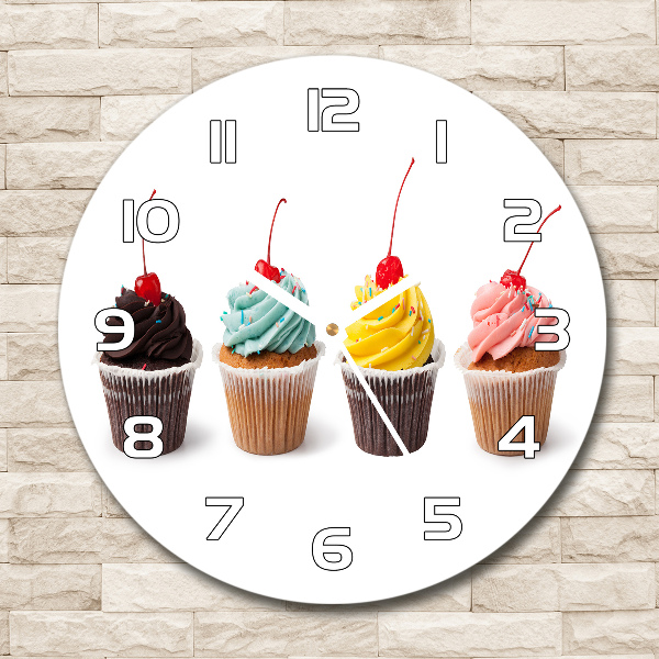 Wanduhr glas rund Cupcakes