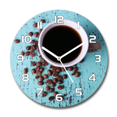 Wanduhr glas rund Schwarzer Kaffee