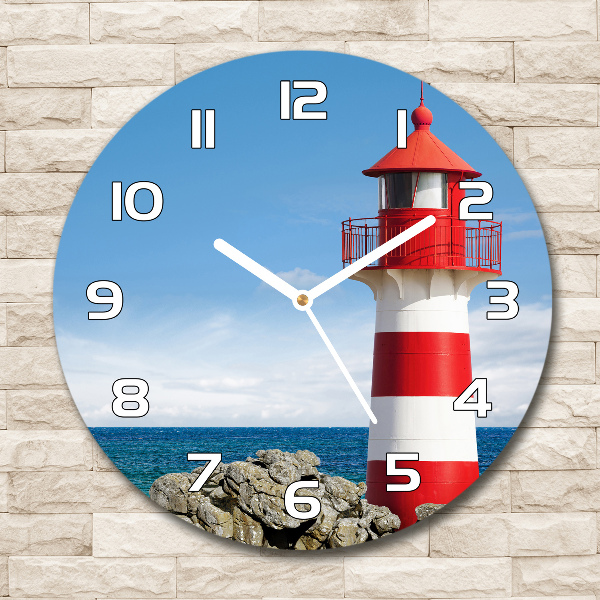 Wanduhr glas rund Leuchtturm
