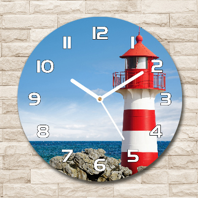 Wanduhr glas rund Leuchtturm