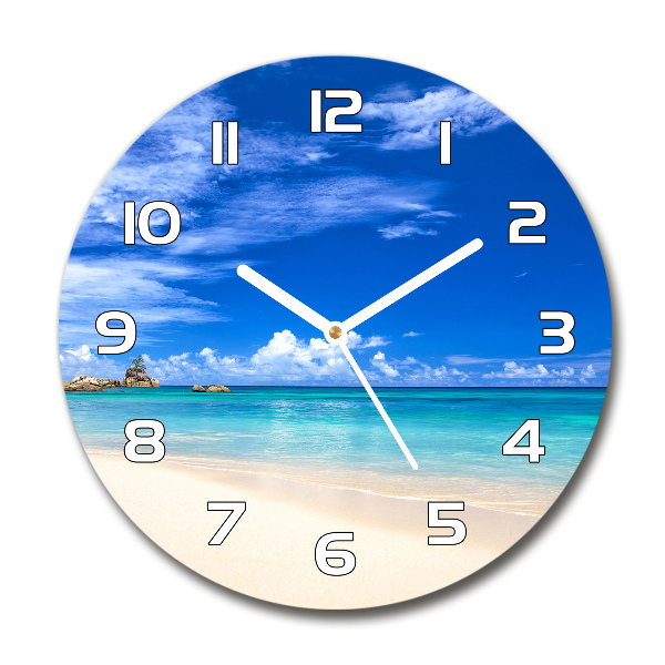 Wanduhr glas rund Tropischer Strand