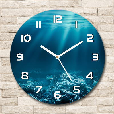 Wanduhr glas rund Unterwasserwelt