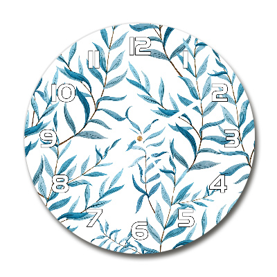Wanduhr glas rund Blätter