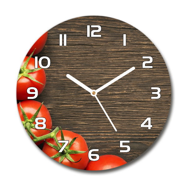 Wanduhr rund Tomaten auf Holz