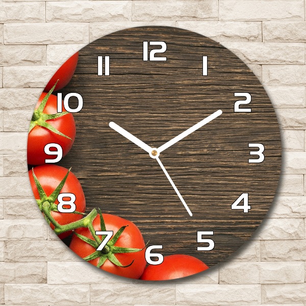 Wanduhr rund Tomaten auf Holz