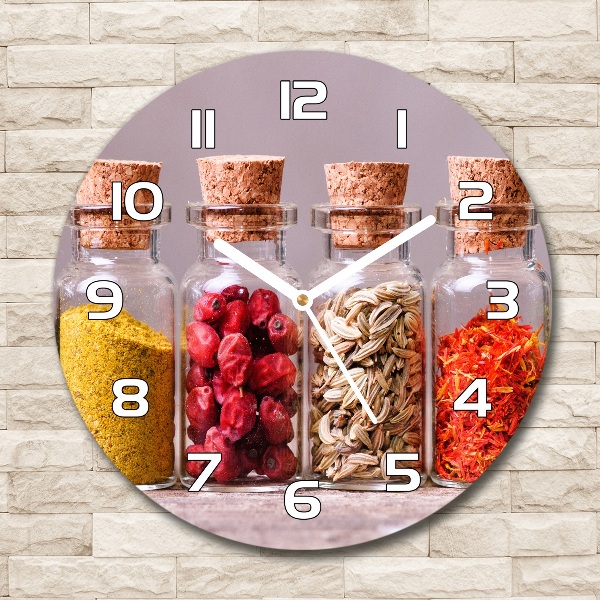Wanduhr glas rund Bunte Gewürze