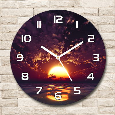 Wanduhr glas rund Sonnenuntergang