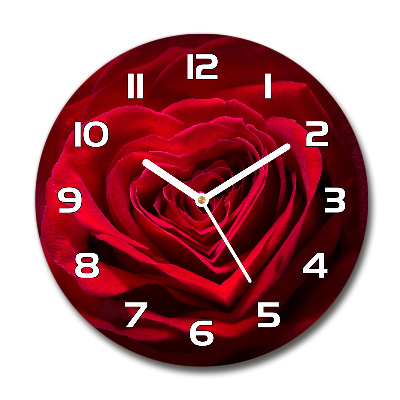 Wanduhr rund Herz aus roter Rose