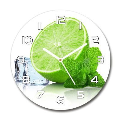 Wanduhr glas rund Limette mit Eis