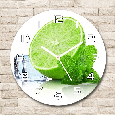 Wanduhr glas rund Limette mit Eis