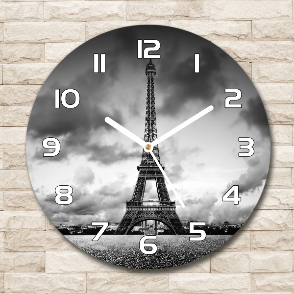 Wanduhr glas rund Eiffelturm Paris