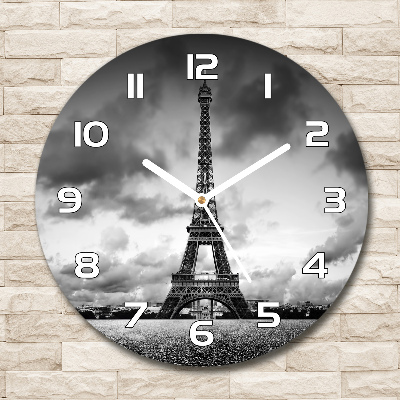 Wanduhr glas rund Eiffelturm Paris