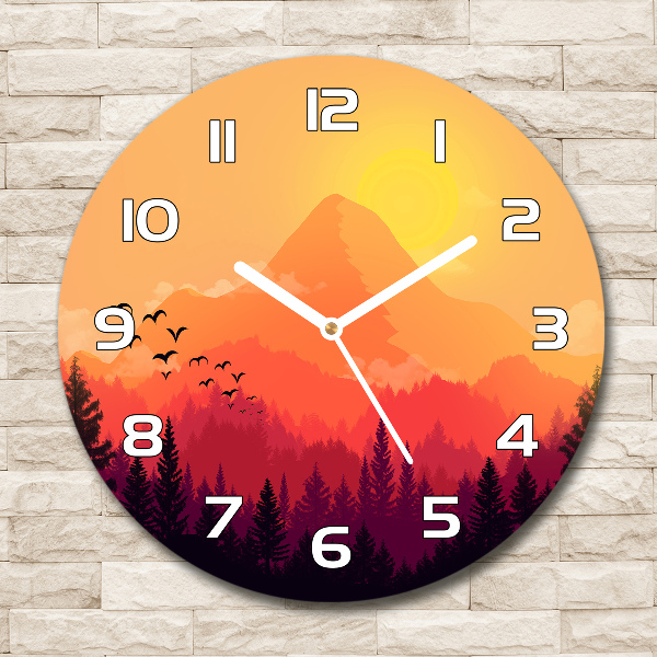 Wanduhr glas rund Berglandschaft