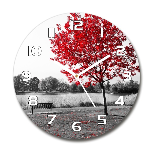 Wanduhr rund Roter Baum