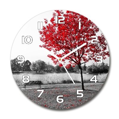 Wanduhr rund Roter Baum