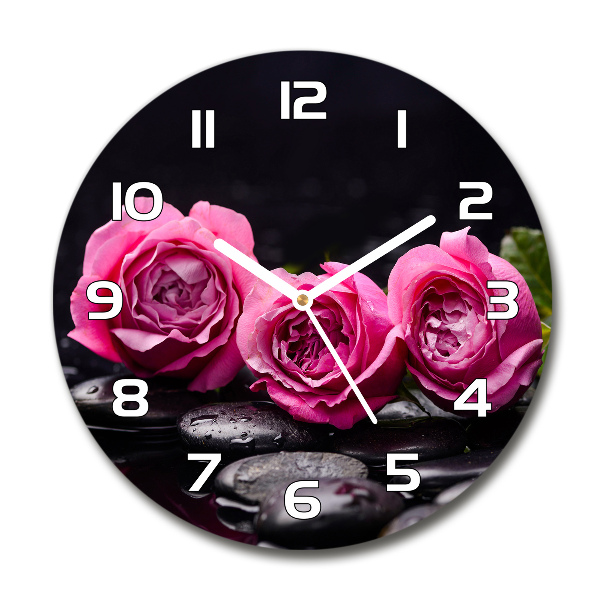 Wanduhr rund Rosa Rosen