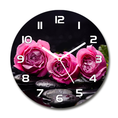 Wanduhr rund Rosa Rosen
