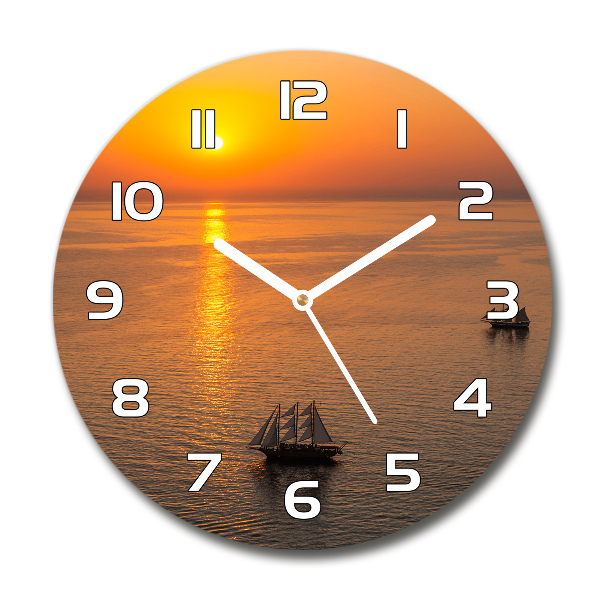 Wanduhr rund Sonnenuntergang am Meer