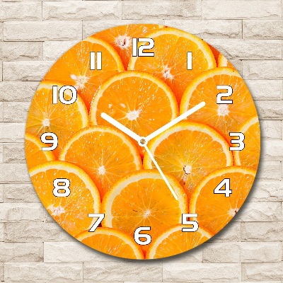Wanduhr glas rund Orangenscheiben