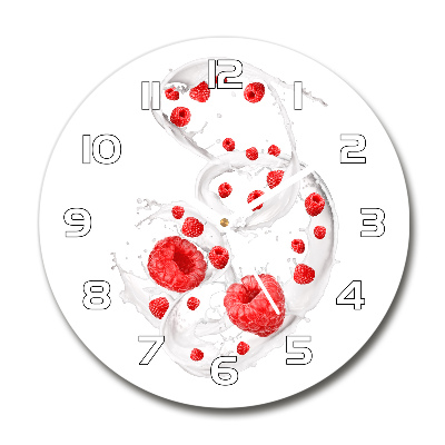 Wanduhr rund Himbeeren mit Milch