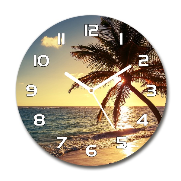 Wanduhr glas rund Tropischer Strand