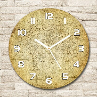Wanduhr glas rund Karte der alten Welt